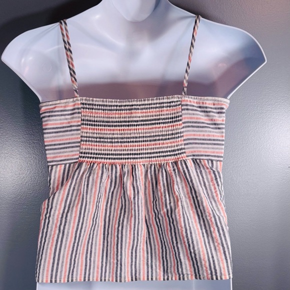 a.n.a Striped Smocked Tank Top Boho Babydoll Cami XL - Picture 6 of 10